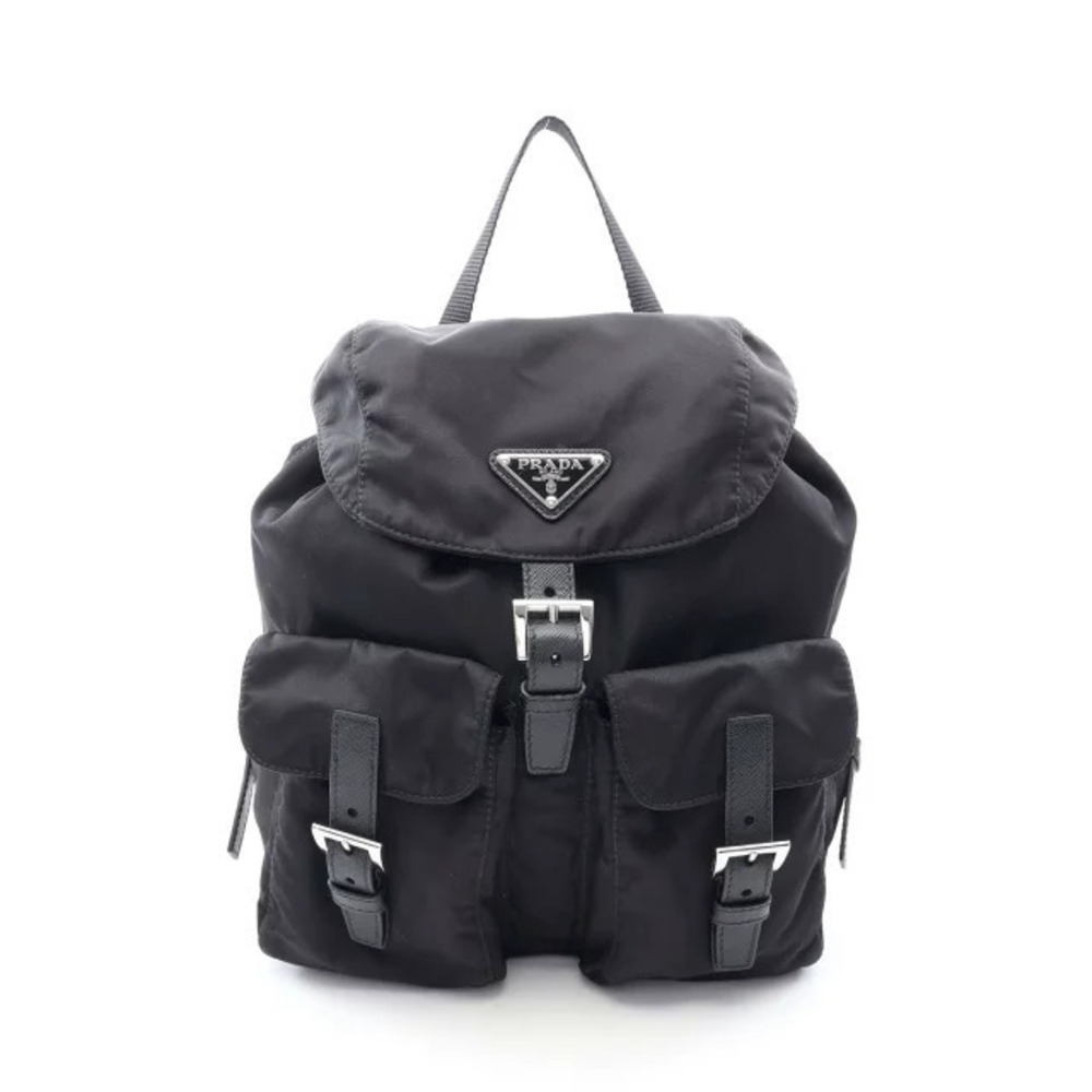 Prada TESSUTO SOFT CALF Backpack Leather Black